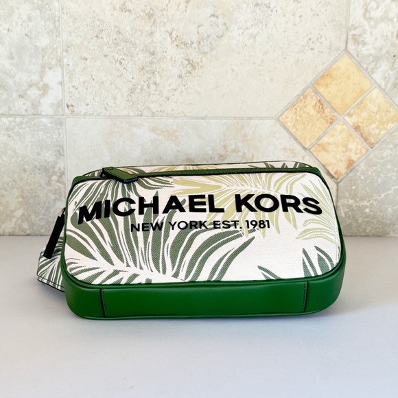 Michael Kors Slim Square Belt Bag Fanny Waist Pack Palm Fern Green - Picture 9 of 16
